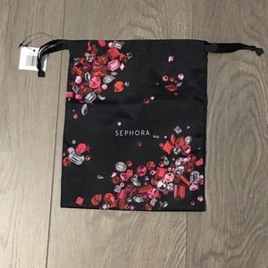 New Sephora LE Holiday Drawstring Jewel Gem Graphic Cosmetic Bag Pouch